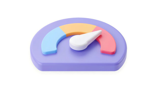 Colorful speedometer gauge icon representing performance and speed with colorful