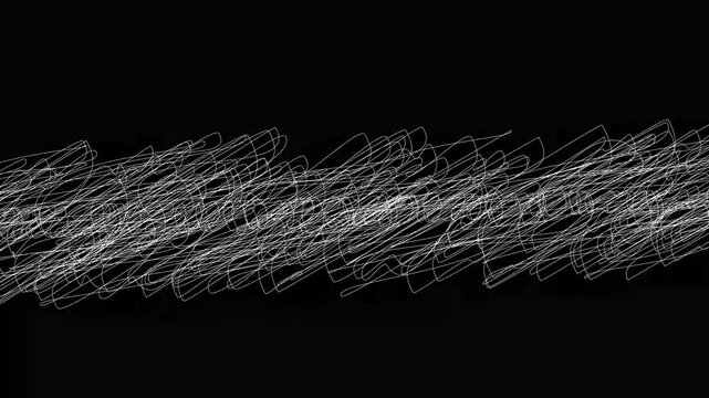 Animated white line doodle frame overlay for video editing, rough chalk sketch loop for title presentation, hand drawn scribble margin design template on seamless dark black background. 4k video