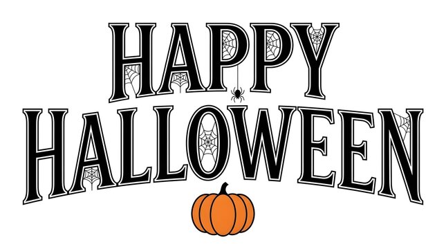 Happy halloween distressed typography with pumpkin illustration for autumn celebrations