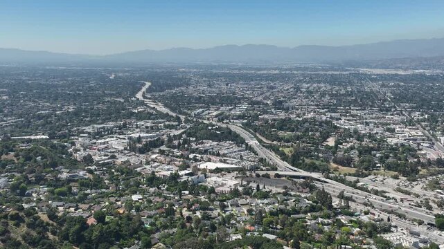 San Fernando Valley Aerial Shot of Studio City Freeway R
