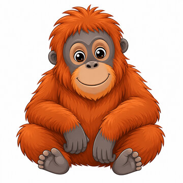 Cute Orangutan Vector Illustration Isolated on White Background