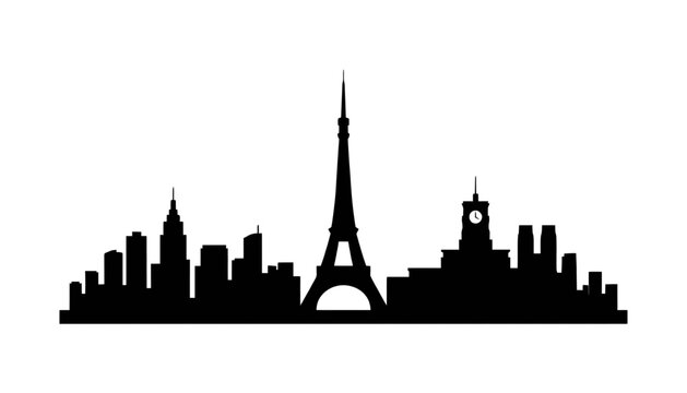Tokyo city skyline vector illustration featuring famous landmarks black silhouette architecture tower and urban cityscape on white background