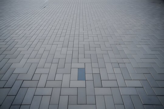 Single blue tile paving stone standing out among grey cobblestone driveway selective color uniqueness strategy idea