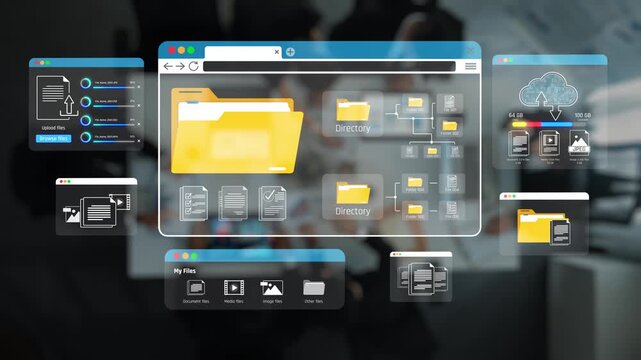 Digital File Management System with User Interface Elements and Folder Organization on a Computer Screen Sigmoid