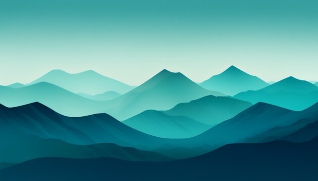 teal blue abstract mountain range and sky gradient background