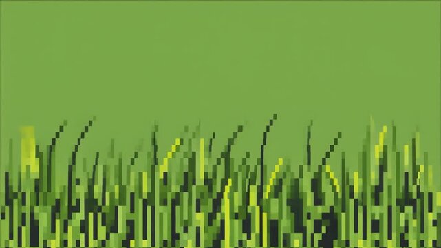 Bright and Simple Background Footage Featuring Pixel-Art Green Grass at the Bottom