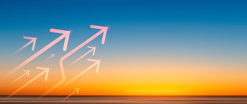Growth concept. business arrow target direction concept to success, Finance growth vision stretching rising up, Return on investment ROI, chart increase profit. not ai