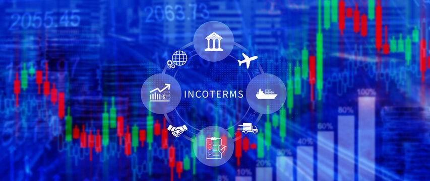 INCOTERMS business concept. INCOTERMS international trade terms, logistics concept, diagram for global supply chain management. not ai