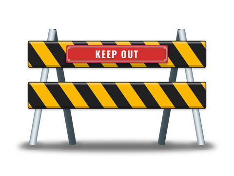Construction barricade with a keep out sign