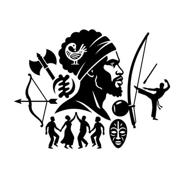 African Culture Capoeira History Silhouette Vector Illustration