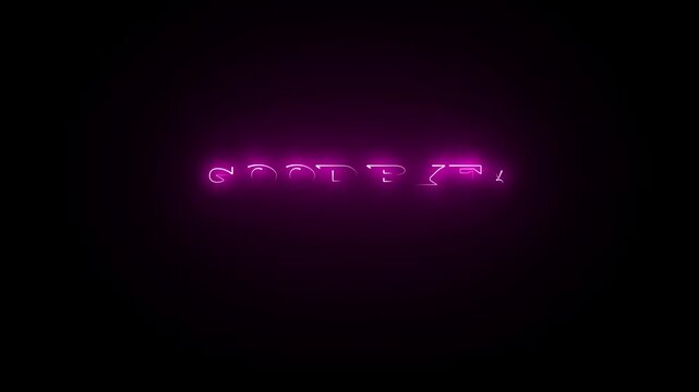 Glowing Pink Neon Goodbye Text Sign Floating in Dark Vignette Background