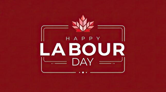 Elegant decorative graphic design for labor day celebration featuring a wheat icon on a deep red background