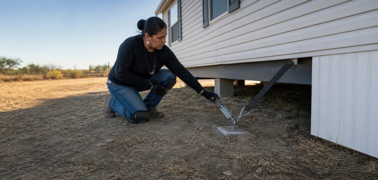 Wind Mitigation Inspection Inspector Checking Manufactured Home