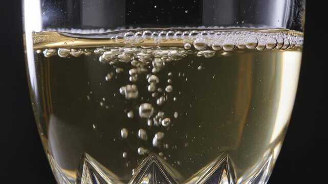 Bubbles of champagne rising in a glass