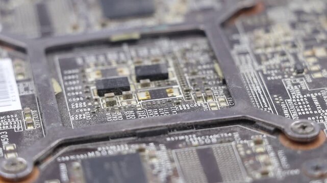 Close-up of a motherboard circuit board.