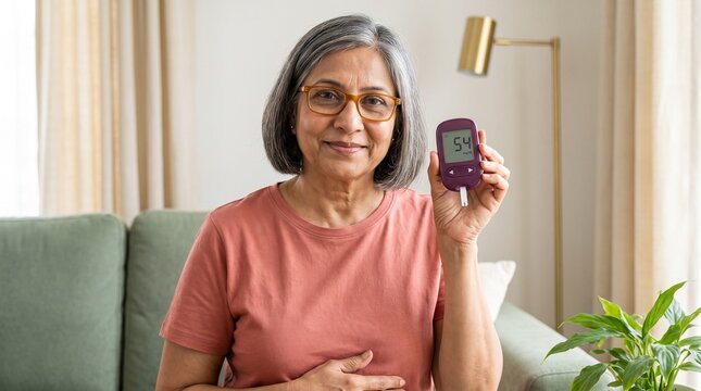 Endocrinology: Asian senior woman presents 54 mg/dL glucose reading to raise hypoglycemia awareness