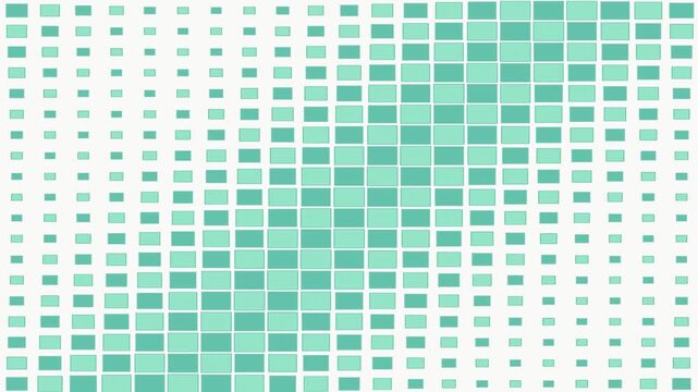 Checkerboard cells pulsing in a diagonal sequence, soft green