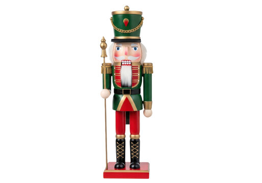 Traditional christmas nutcracker soldier isolated on transparent background