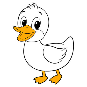 Cute White Duck Cartoon Illustration