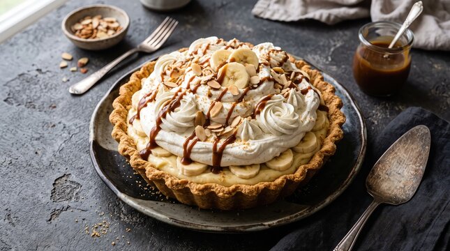 Banana cream pie presented as a premium homemade dessert, Summer Dessert