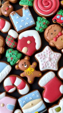 Gingerbread as a Christmas staple, sweets for the holiday interior. Gingerbread as a background