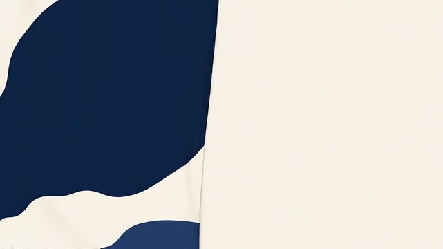 Minimalist abstract background with navy blue organic wave shapes and copy space on neutral beige background for design elements