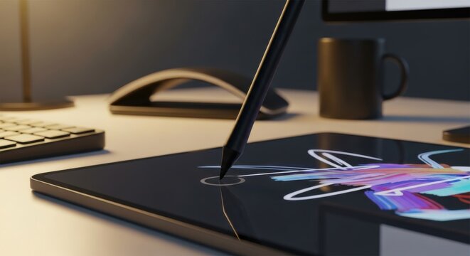 Digital Art Creation With Stylus On Tablet