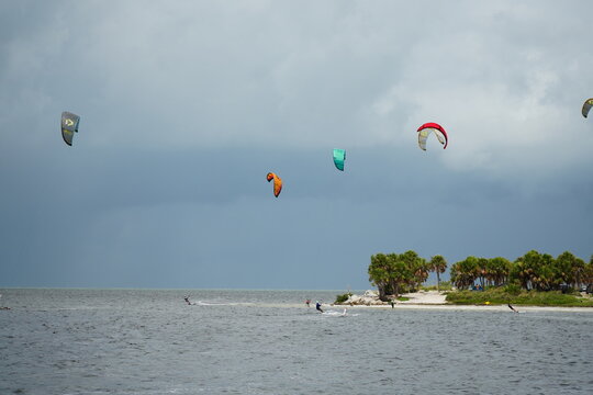 Kite Surfers in Tarpon Springs Florida on the Gulf Coast