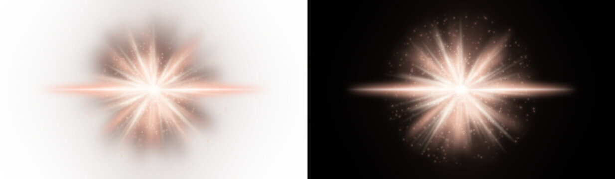 Golden magic flare effects with sparkling light trails are displayed on transparent background sparkle radiance luminescence glow shimmer illumination energy vector graphic design element