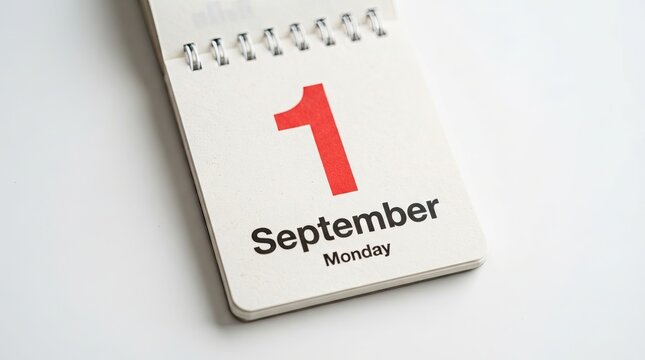 A calendar page showing the first of september marking the annual celebration of the national labour day holiday