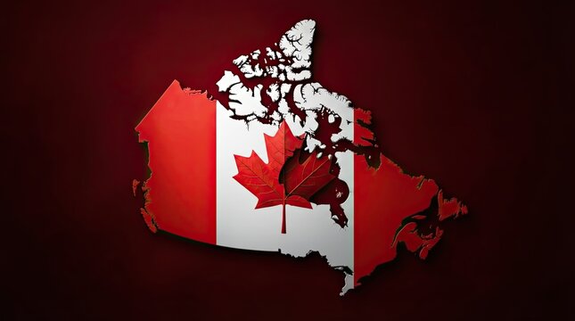 A stylized map of canada featuring the national flag design perfect for celebrating canadian labour day holidays