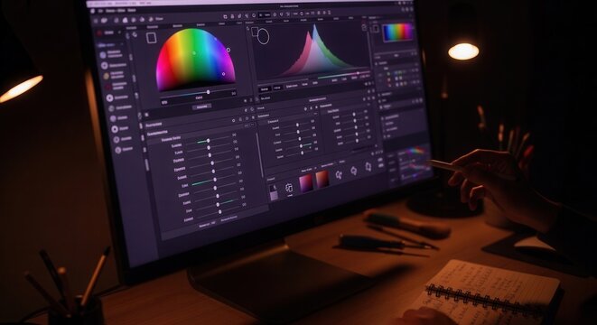 Creative Professional Editing Software Interface On Computer Screen