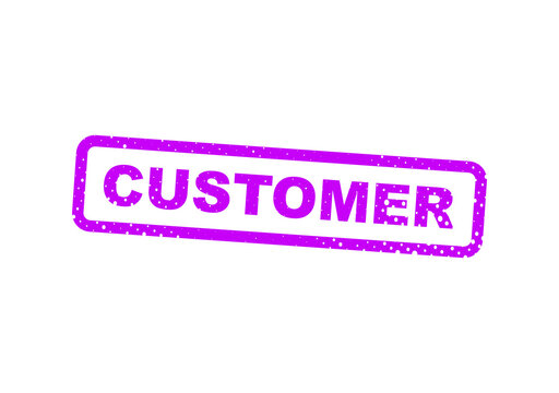 Purple customer stamp with text illustration