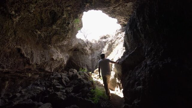 Sunshine Cave Caving Expedition Main Walking Lava Beds National Monument California USA