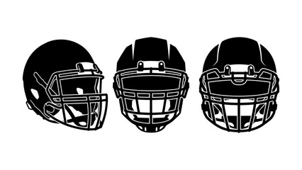 Fototapeta premium Three black football helmets side by side