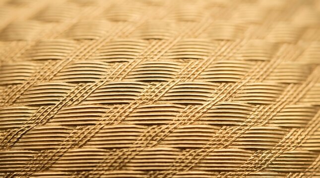 Golden metallic wire or coil texture with intricate geometric pattern and warm shimmering light reflections