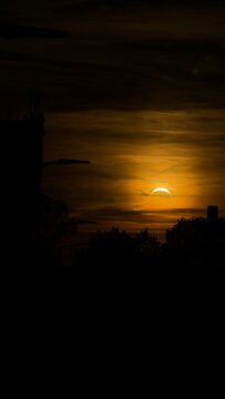 Solar Eclipse 2026 from germany near full covering with city foreground