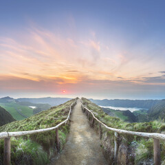 Obraz premium Sao Miguel Island and lake Ponta Delgada, Azores