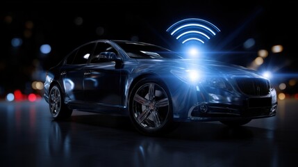 Naklejka premium Introducing a cuttingedge Modern Smart Car that showcases Wireless Connectivity in addition to a Futuristic Design