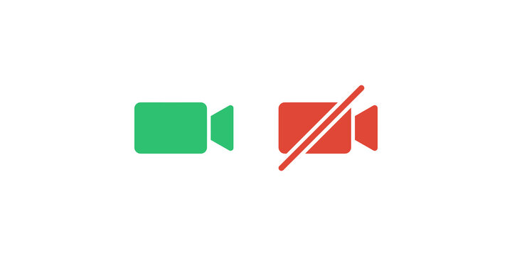 Green and red video camera icons indicating active and disabled states.