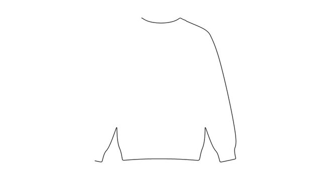 Minimalist continuous line drawing of simple casual sweatshirt on white background style.