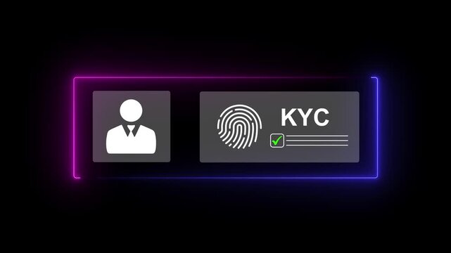 Know Your Customer concept. Digital KYC verification with biometric scan, Personal information for identification technology, 4k quality animation video.