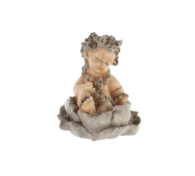 Baby angel figurine isolated on white background