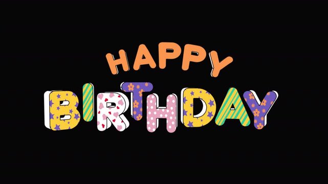 Happy Birthday animated title on alpha