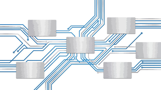 Abstract digital circuit board, blue electronic motherboard lines, tech network vector