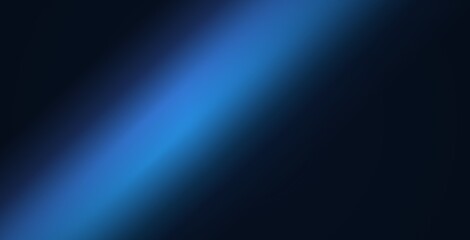 Fototapeta premium Abstract background, with a diagonal, gradient of bright, blue light fading, into deep dark, navy blue, soft, light beam effect
