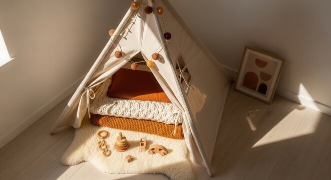 Cozy Childrens Play Tent Filled With Natural Light And Soft Textures