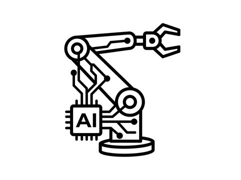 Ai robotic arm with circuit board base icon