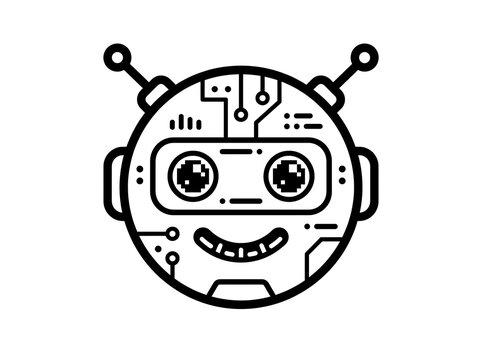 Smiling friendly robot face with circuit design