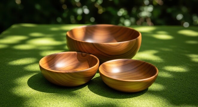 Wooden bowls background